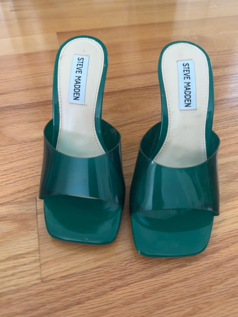 Steve Madden Emerald Green Gloss Slide Mules